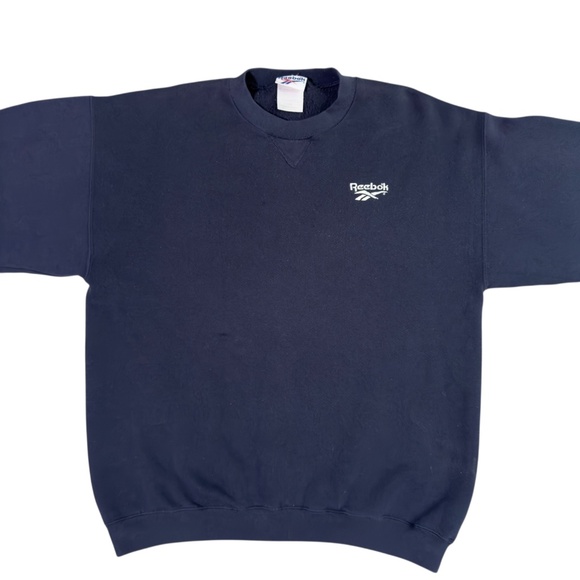 Vintage 90’s Reebok Oversized Baggy Sweatshirt USA Made Navy Blue Men’s L - Picture 2 of 12